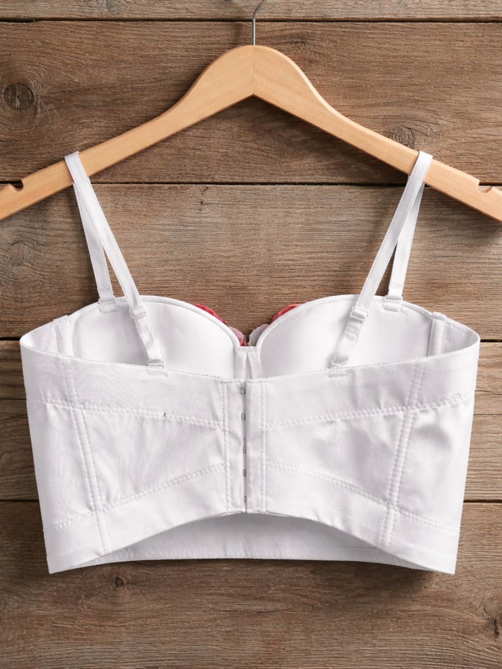 Main Strip white crop top bustier floral 3D appliqué new - Picture 4 of 15